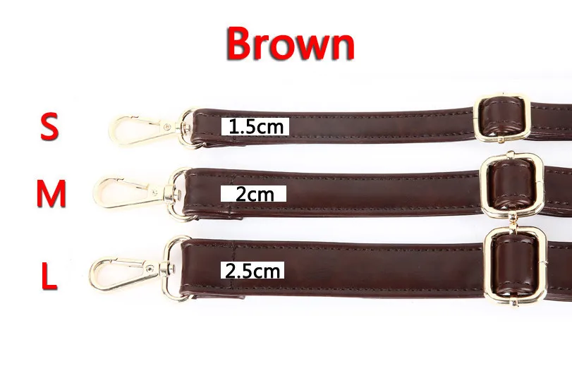 Brown 4 Metal Colors! Diy Adjustable Replacement Shoulder Bag Strap Belt Vintage Pu Leather Bag Straps For Purses,handbags Accessories - Цвет: Brown
