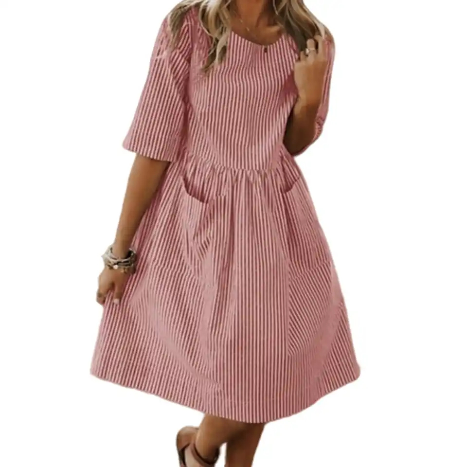 plus size vertical striped dress