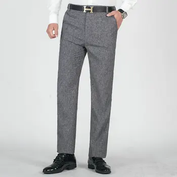 

2020 Men New Style Spring And Summer Loose-Fit Faux Cotton Linen Casual Pants Straight-Cut Breathable Suit Pants