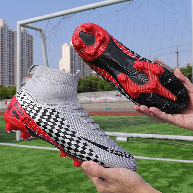 Botas De Futbol, футбольные бутсы для улицы, высокие футбольные бутсы, Детские шипы, тренировочные мужские спортивные кроссовки, размер 35-45, футбольные бутсы