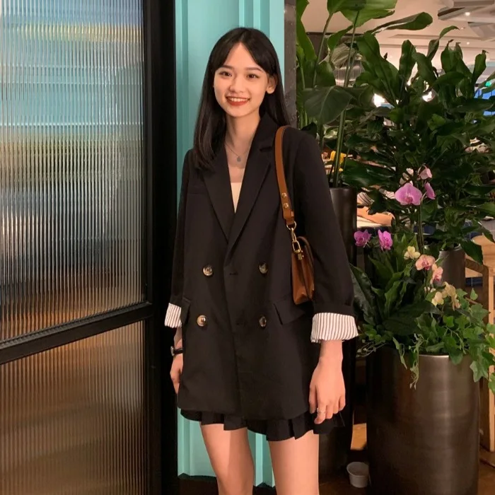 Fox Mrs. CHIC Early Autumn Loose-Fit Casual Long Sleeve Elegant Suit Jacket Women's by Age Pleated High Waist Skirt Case