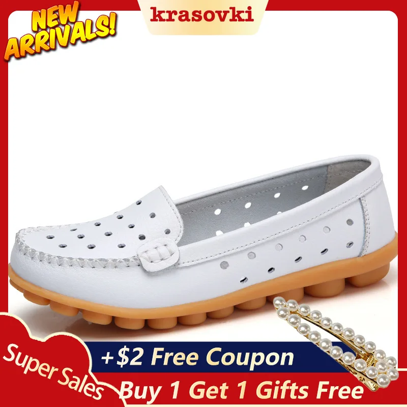 

Krasovki Single Shoes Women Summer Hollow Leather Casual Fashion Dropshipping Large Size Sewing Breathable Women Bean Shoes