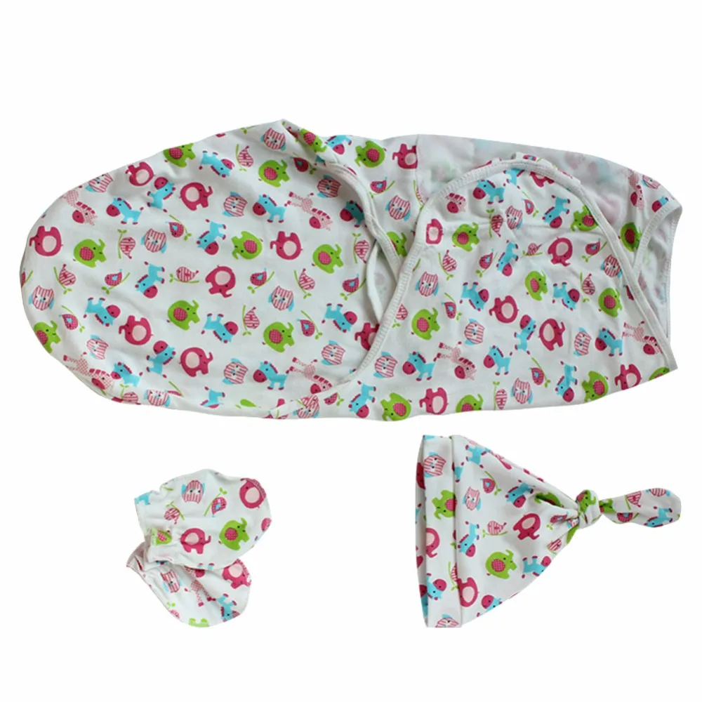 Cotton 60*75cm Newborn Baby Swaddles Receiving Blanket Three sets of Hat Gloves Baby Girls Boys Cloth Accessories