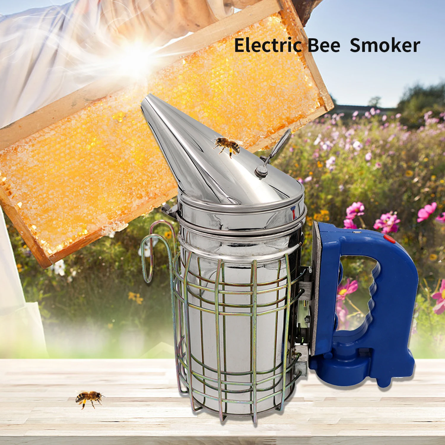 Электрический пчелиный улей курильщик с тепловой защитой из нержавеющей стали для пчеловодства оборудование для пчеловода пчеловодства инструменты для пчеловодства