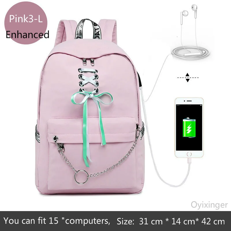 Pink3-L Школьные сумки для подростков девочек мальчиков студентов ноутбук рюкзак женские рюкзаки для Macbook Air Hp lenovo DELL acer Компьютерная сумка Новинка - Цвет: Pink3-L