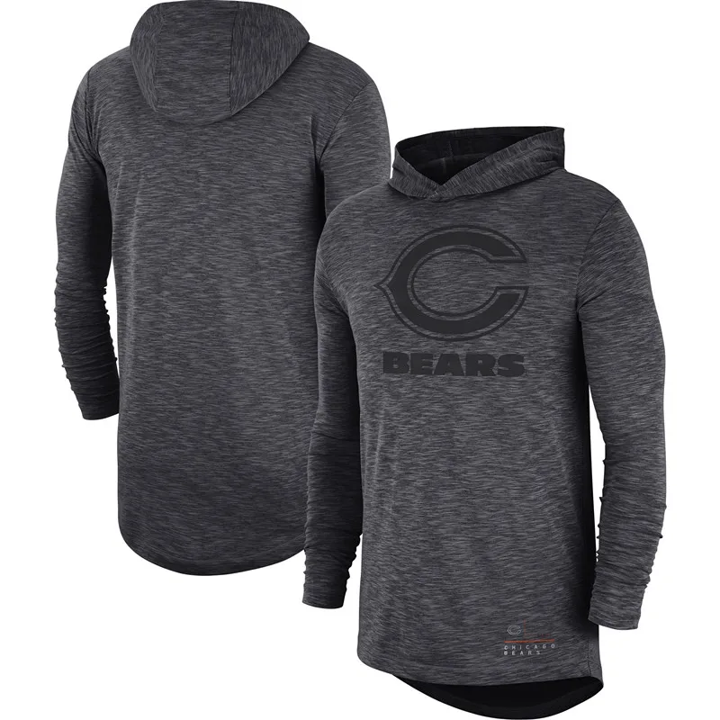 Chicago Американский футбол толстовка Bears Heathered Charcoal Fan gear тональная толстовка с капюшоном и длинным рукавом - Цвет: 1