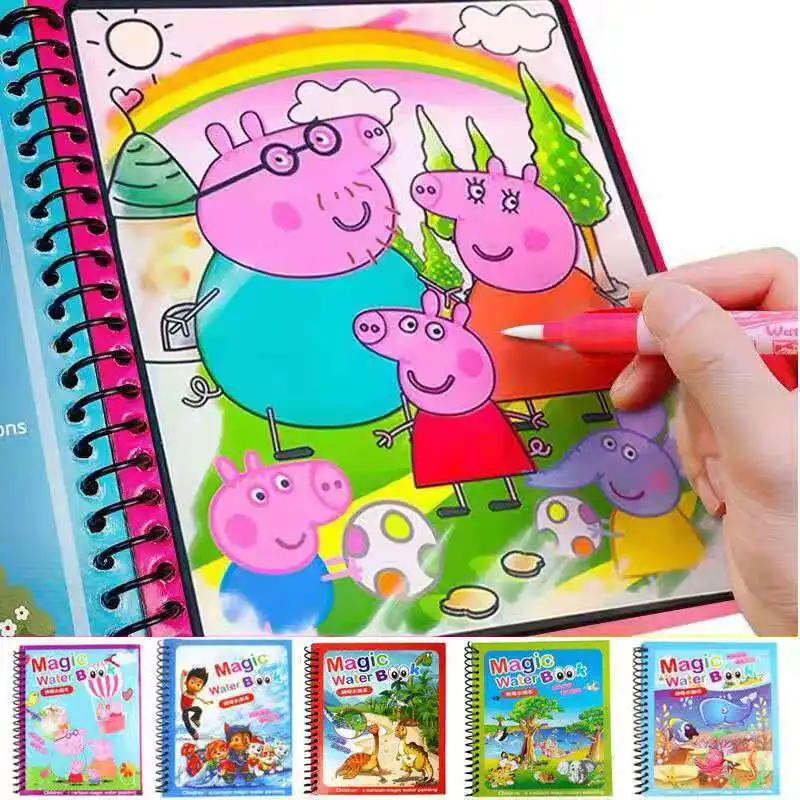Волшебная водная книга игрушки для рисования для детей мультфильм красочный Рисунок доска 1 ручка многоразовая Живопись Дети Дудл учебная игрушка