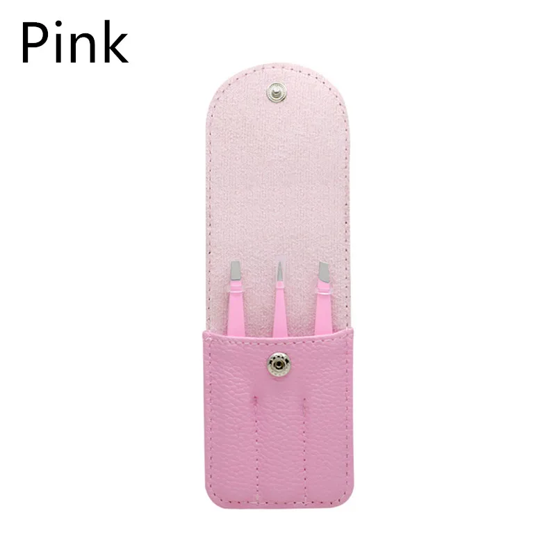 Pink Новинка; Лидер продаж пинцет для бровей из нержавеющей стали точка наконечник/Наклонный наконечник/плоский наконечник волос снятие макияжа Инструменты аксессуар для ухода за кожей лица для удаления волос, комплект из 3 предметов - Цвет: Pink
