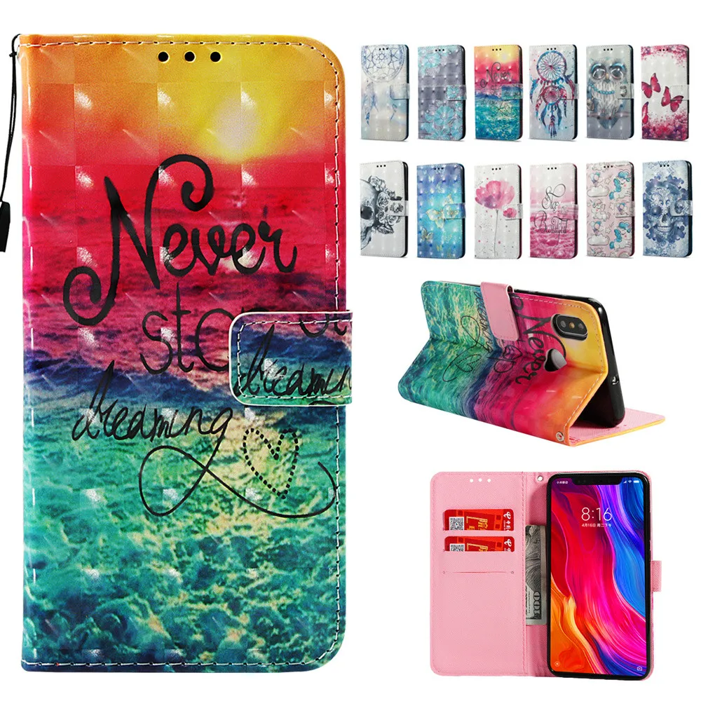 Чехол книжка из искусственной кожи для Xiaomi Poco F1 Mi 8 A1 5X A2 Lite 6X Mix 2S 10 Youth 5G Redmi Note 5 7 8T 9