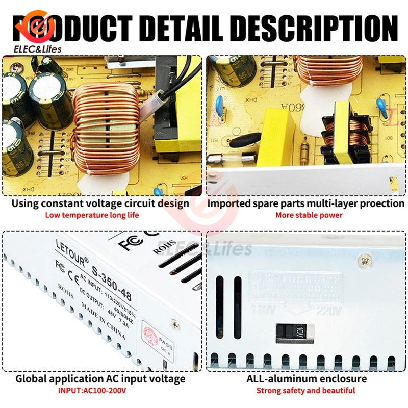 DC 12V 24V 400W 480W 500W импульсный источник питания трансформатор переменного тока DC SMPS модуль питания