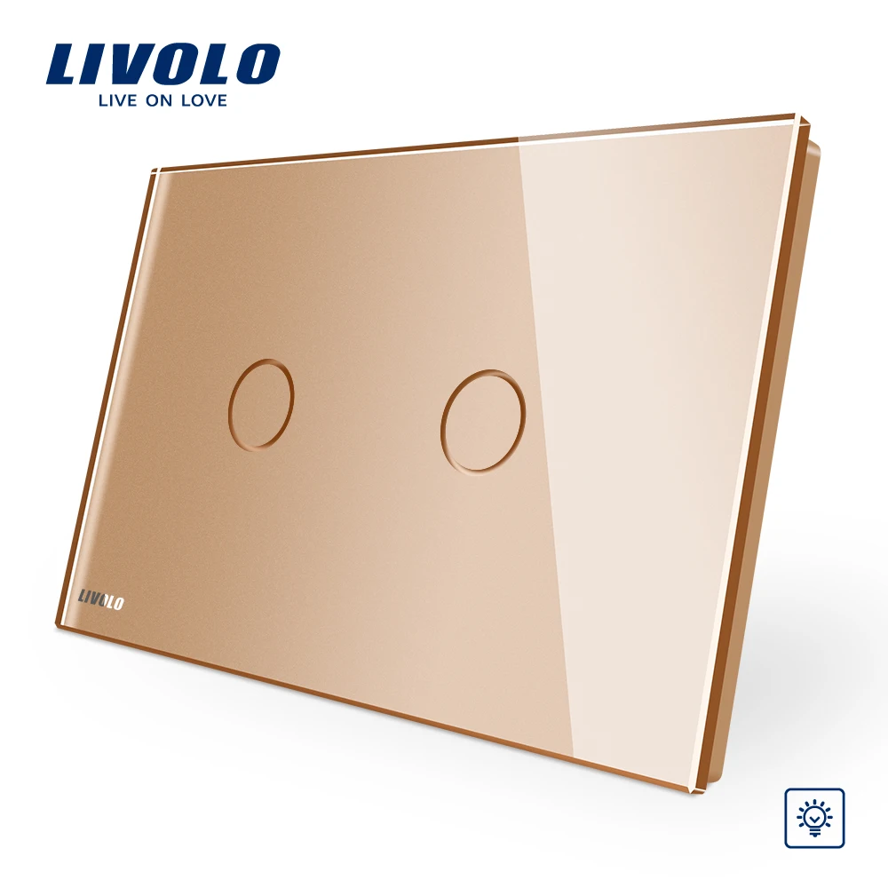 Livolo слоновая кость кристалл стеклянная панель, AU/US стандартный настенный выключатель, 2 банды, диммер сенсорный домашний настенный светильник, тусклый светильник s