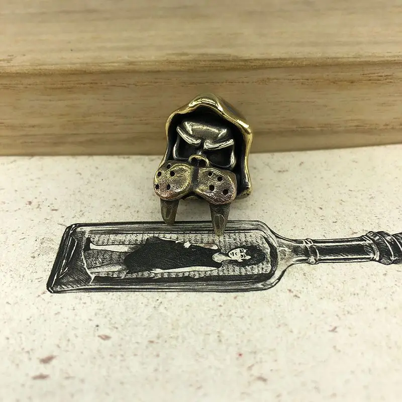 EDC инструменты латунные ножи бусины латунные уплотнения Череп Бусы на шнурок Паракорд Нож многофункциональный брелок DIY кулон#147