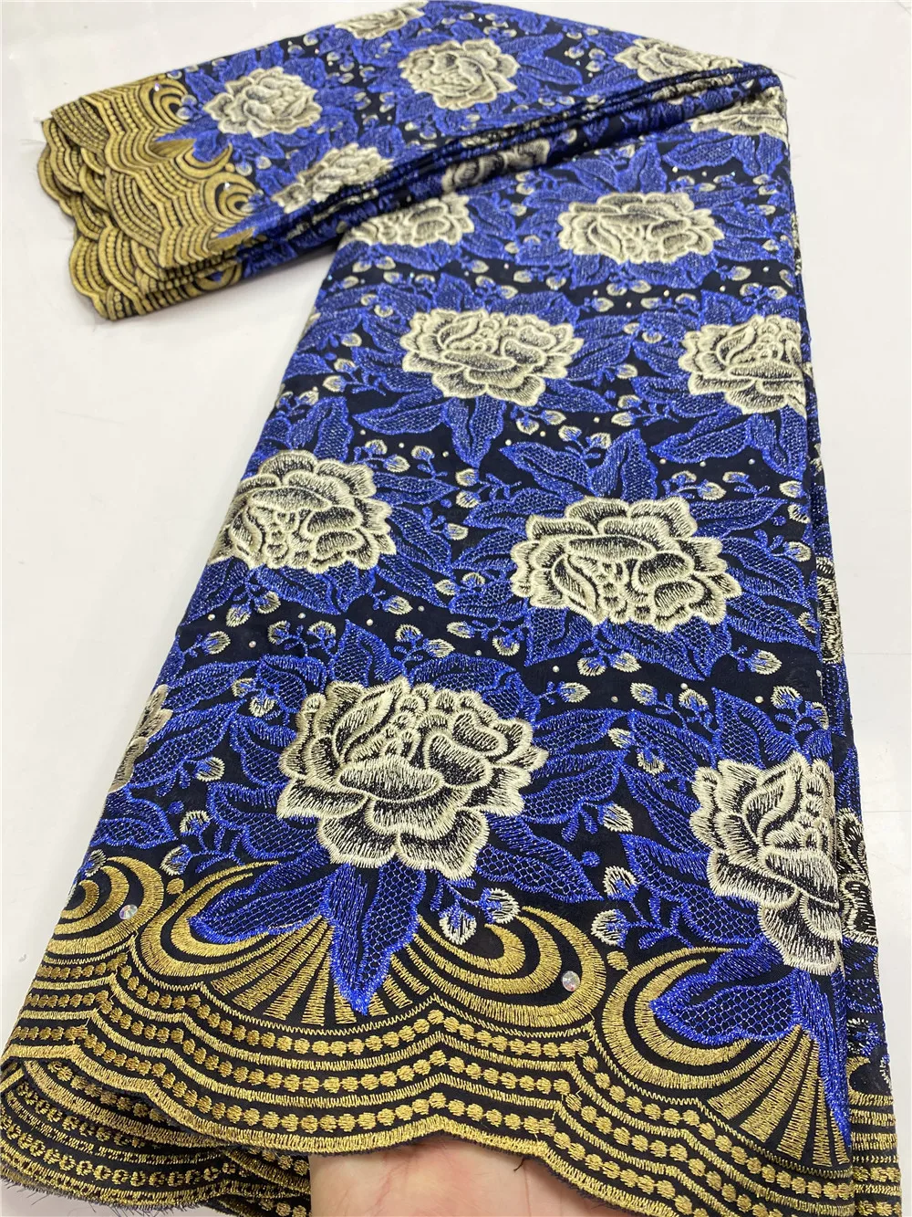 

African Voile Lace Fabric 2020 High Quality Lace Embroidery Dry Cotton Lace Fabric Swiss Voile Lace With Stones Sewing YA3590B-6