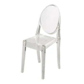 

1:6 Dollhouse Miniature Accessories Mini Doll House Clear Transparent Plastic Chair Furniture Decor Collection Gift Q6PD