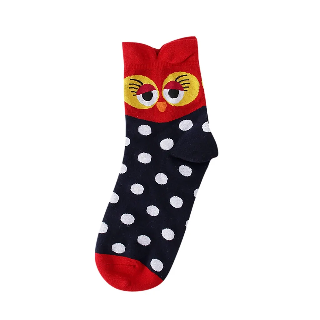 5 пар, женские модные разноцветные стильные модные удобные и дышащие носки с изображением милой совы, Calcetines, мягкие носки, L511