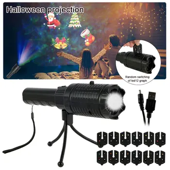 

Built in battery Christmas Decor Projector Light Mini led Flashlight Torch Lamp Adjustable Penlight Waterproof For Outdoor
