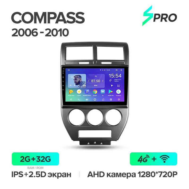 TEYES SPRO Штатная магнитола для Джип Компасс MK Jeep Compass MK 2006 2010 Android 8.1, до 8-ЯДЕР, до 4+ 64ГБ 32EQ+ DSP 2DIN автомагнитола 2 DIN DVD GPS мультимедиа автомобиля головное устройство - Цвет: Compass SPRO 32G