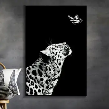 

Black And White Animal Leopard Giraffe Deer Eagle Zebra Elephant Painting Canvas Wall Art Pictures for Living Room Home Decor