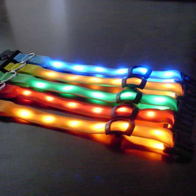 

Good Brand LED Double-Sided Shining Light Belt Pet Dog Collar Shining Bite-proof Protector LED Dog Belt Mixed Batch