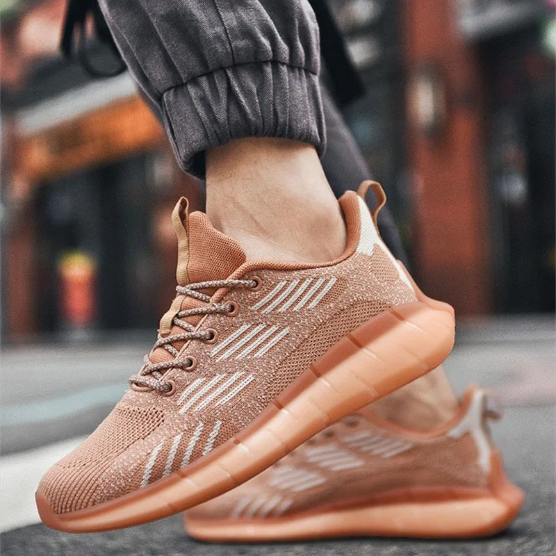 

2020 Coconut Shoes Fly Woven Cutout Fluorescence Breathable Soft-Sole Shoes TPU Popcorn Sole Men Running Shoes Casual 3 Colors