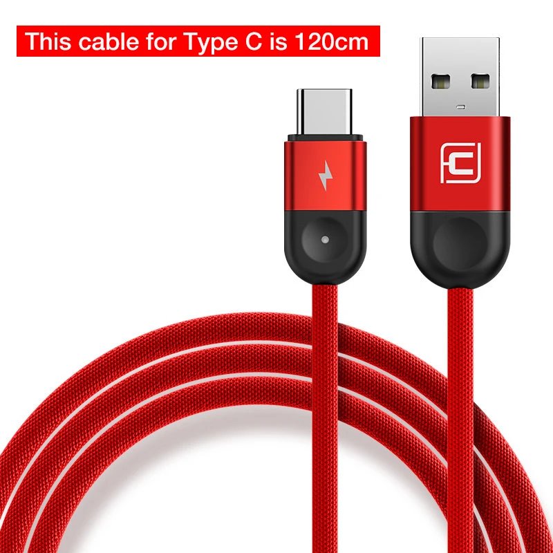 CAFELE USB кабель для iphone x xs max xr 8 7 6 s plus usb micro type c кабель для быстрой зарядки кабель синхронизации данных тканый нейлоновый провод - Цвет: 120cm for Type C