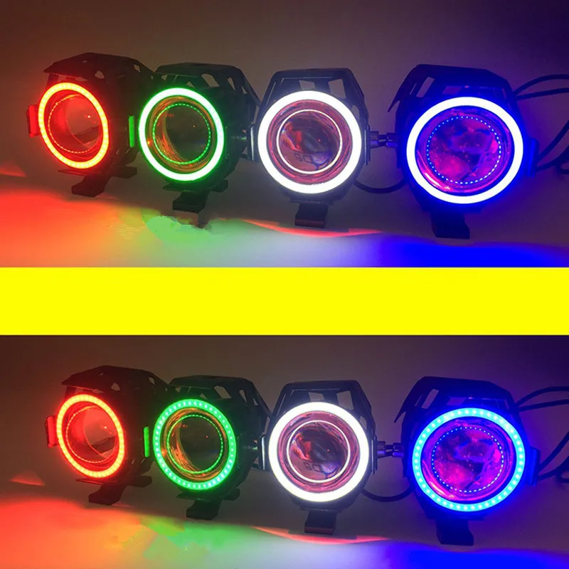 1 шт. 12 В/125 Вт мотоциклетный головной светильник ATV Led Moto Автомобильные фары лампы Angel Eye U7 лазерный светильник 4 цвета скутер противотуманный точечный светильник