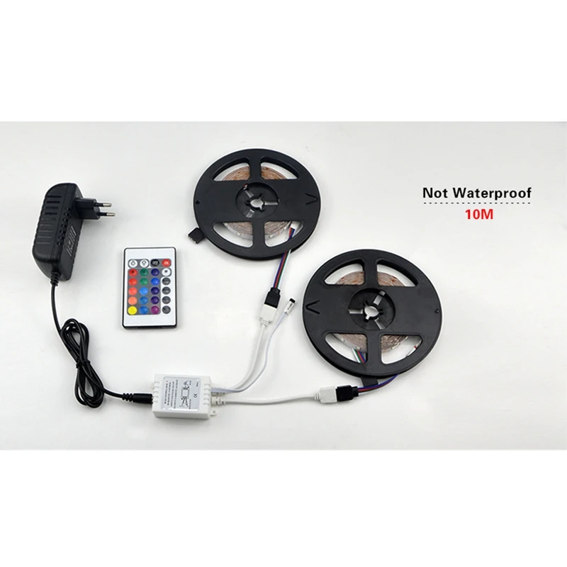 Светодиодные фонари без каких-либо Водонепроницаемый 2835 Smd Rgb комплект шатер с 24-клавишным контроллером декоративные светильники черный Fpc штепсельная вилка европейского стандарта