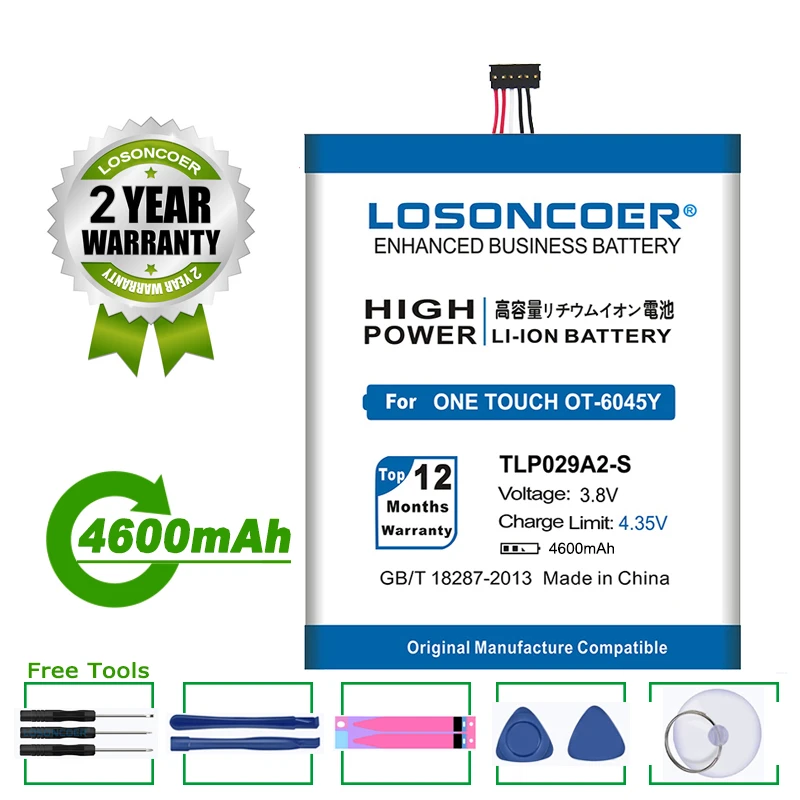 LOSONCOER 4600 мА/ч TLP029A2-S TLp029A2 для Alcatel One Touch Idol 3 Батарея I806 TLp029AJ Pop 5 &quotOT-5025 6045K OT-5025D 6045Y |