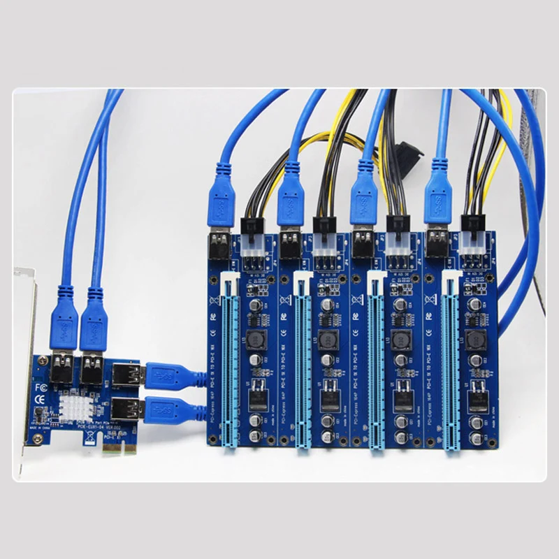 Плата расширения PCI переходник с 1 на 4 слота USB 3 0 кабели адаптера Райзер PCIE карты