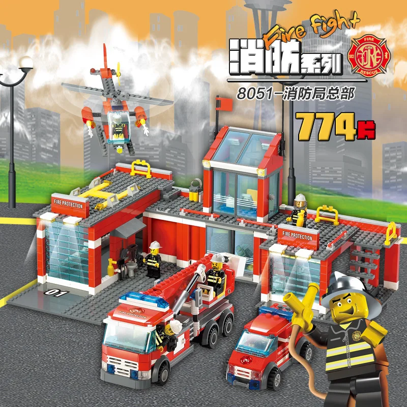 

KAZI Firefighting Building Blocks Firefighting Administration Fire Truck Children Inserted Building Blocks Small Particles Assem