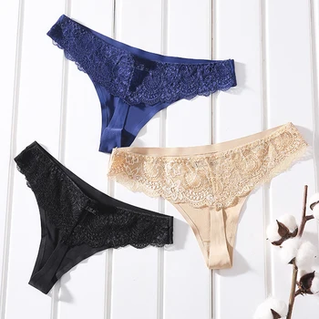 

Ice lace Lace G-String Underwear Panties For Women Sexy Black T-back Briefs Lingerie Knickers G String Thongs Underpanties