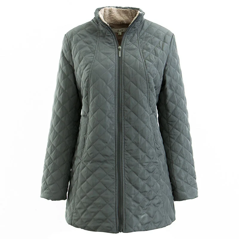 Pea Green Женские куртки и пальто, модная однотонная теплая флисовая подкладка средней длины, пальто-парка Mujer, женская зимняя одежда черного цвета - Цвет: Pea Green