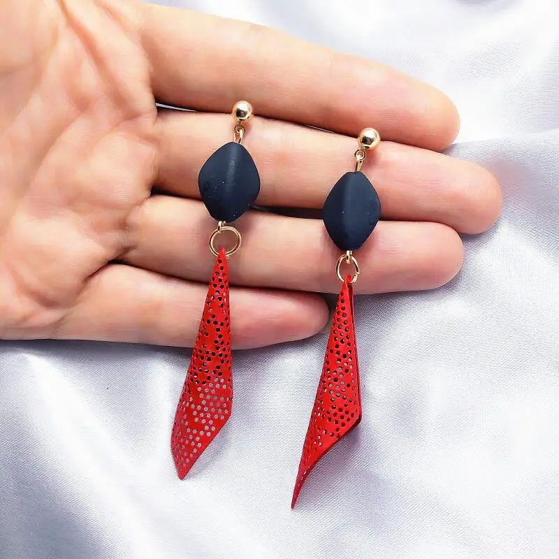 Серьги-подвески из металла женские висячие ювелирные украшения красного желтого