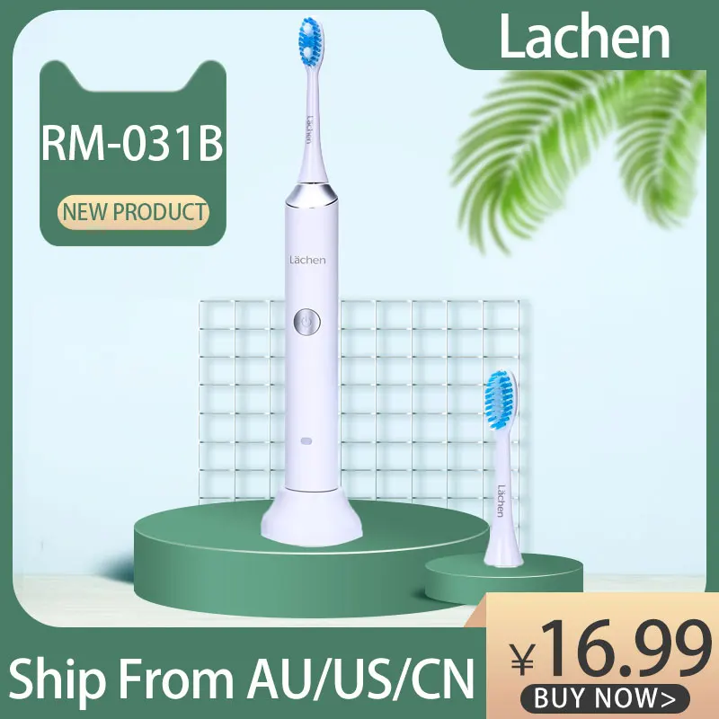 

Lachen Sonic Electric Toothbrush Adult Timer Brush USB Charger Rechargeable Tooth Brushes Replacement Heads Set Gift Teeth White