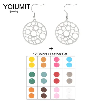 

Cremo Stainless Steel Round Stud Earrings for Women Luxury Silver color small earings Interchangeable Leather fashion jewelry