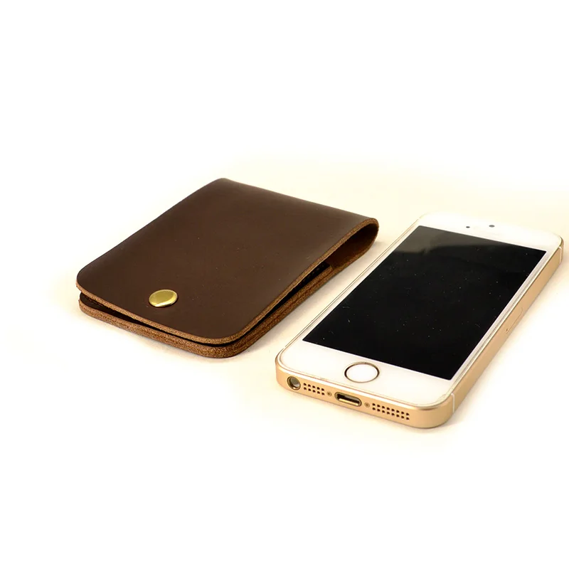 Мини держатель для карт ручной работы кредитных из натуральной кожи мужской и