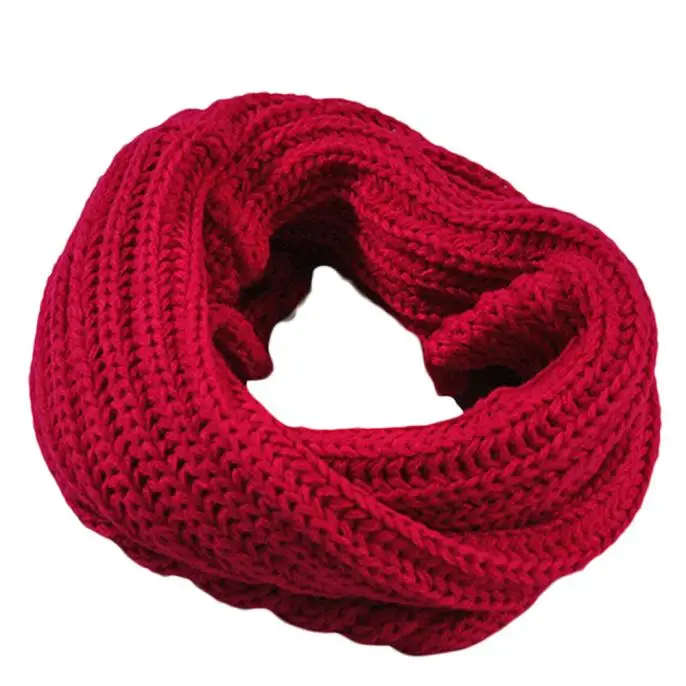 Осенне-зимний вязаный шерстяной шарф для женщин и мужчин, шарф-шаль, зимний теплый шарф унисекс с воротником, теплый шарф на шею, Прямая поставка - Цвет: Красный