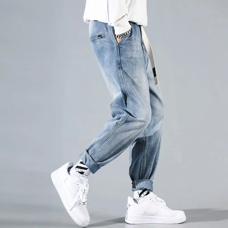 Hot Product Korean Style Fashion Men Jeans Straight Fit Retro Blue Vintage Designer Harem Pants High Quality Streetwear Hip Hop Jeans Men