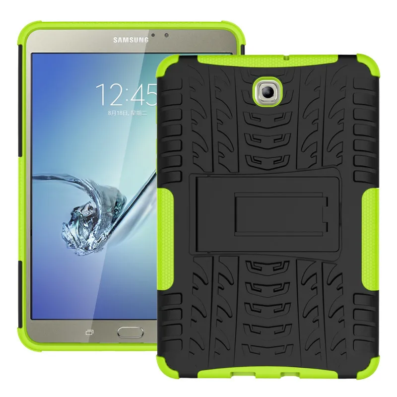 Яркий ударопрочный ТПУ+ ПК Гибридный бронированный чехол с подставкой для samsung Galaxy Tab S2 T715 T710 8,0 дюймов чехол для планшета+ Flim - Цвет: Green and Black