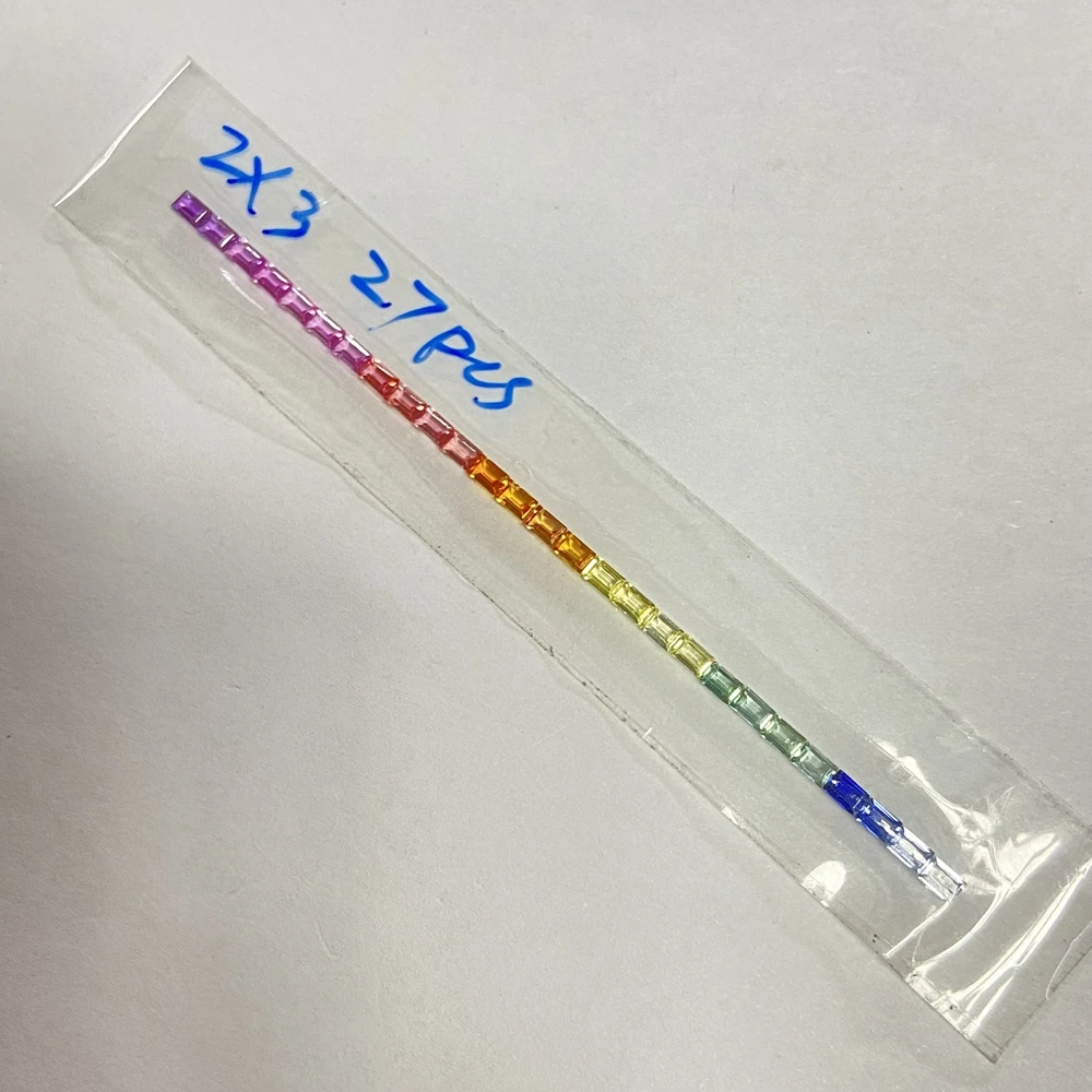 Meisidian 5A Quality 2x3mm Lab Gems Baguette Rainbow Sapphire Gemstnoe Fro Ring Making