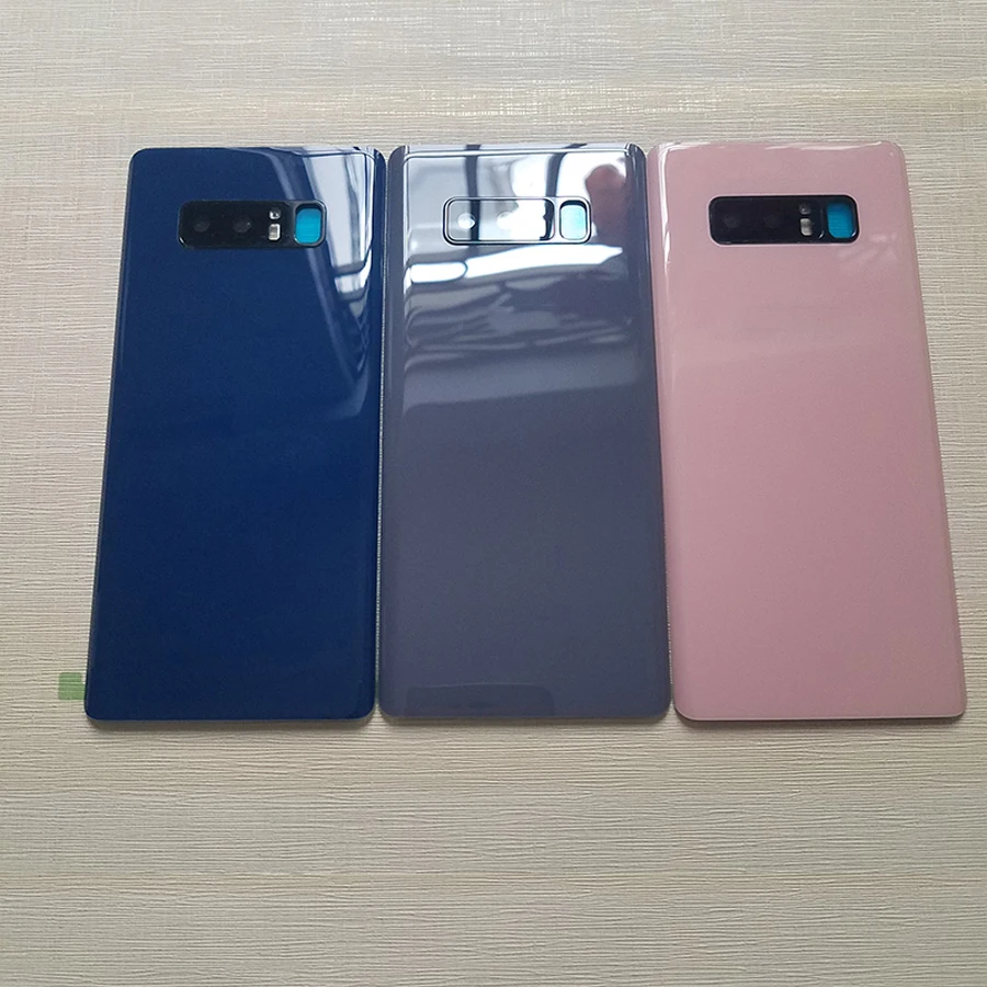 10 шт. задняя крышка аккумулятора чехол для samsung Galaxy Note8 N950 Задняя стеклянная крышка корпуса+ объектив камеры+ отпечаток пальца водонепроницаемый клей