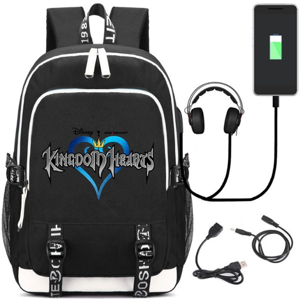 

Kingdom Hearts Sora Fluorescence Backpack Women Men Multifunction USB Charging Laptop Backpack for Teenagers School Travel Bags