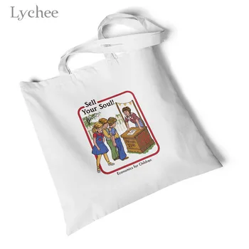 

Lychee Harajuku Devil Letter Print Women Canvas Bag Environmental Large Shopping Bag Reusable Foldable Tote Bag Shoulder Bag