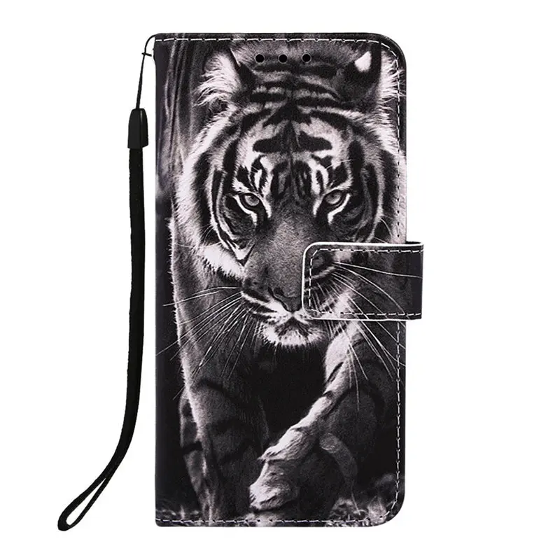 Модный чехол для Fundas samsung Galaxy M10 M20 M30 S8 J6 плюс A10 A20 A30 A40 A50 A70 кошелек милый русалки флип чехол для нового IPad P03D - Цвет: Black White Tiger