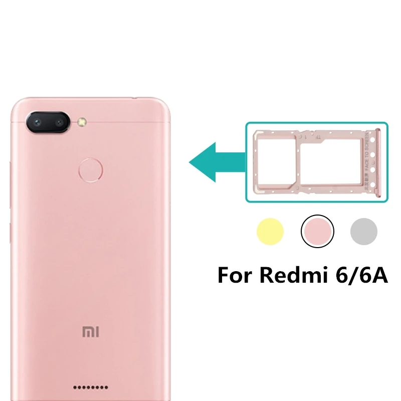 Для Xiaomi Redmi 6/Redmi 6A держатель лотка для sim-карты для Xiaomi Redmi6 Redmi6A одиночный слот для sim-карты адаптер запасные части