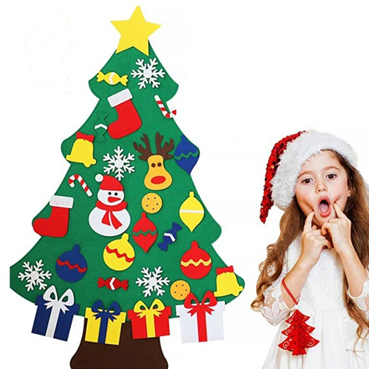 2019 Kid DIY Felt Christmas Tree with Ornaments Children Gifts for New Year Door Wall Hanging Xmas Decoration | Дом и сад