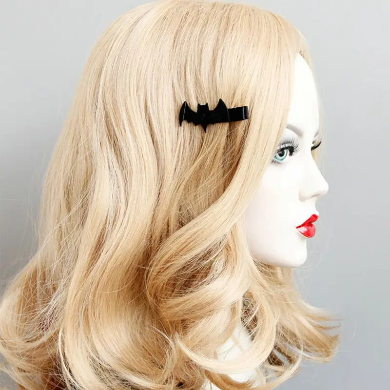 Women Girls Unique Bat Hair Clip Soft Felt Cloth Bangs Hairpin Festival Decor