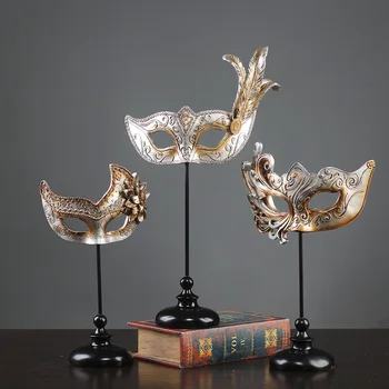 

Room decoration accessories european style antigue silver mask resin craft gift creative vintage home furnishings