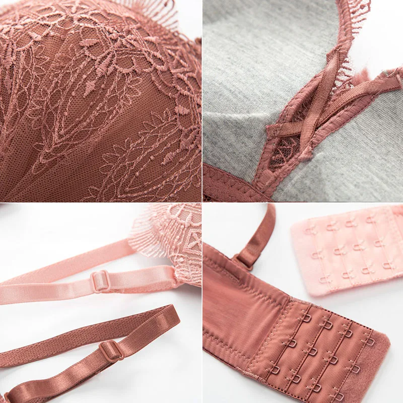 Roseheart Winter Women Fashion Green Padded Lace Trim Straps Bras Cotton Panties Push Up Bra Set Sexy Lingerie Set Underwear
