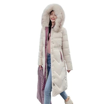 

2020 New Large size Coats Women Winter Jacket Hooded Fur Collar Thick Down Cotton Coat Long Jacket Female Parkas Coats OK404